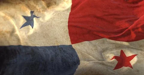 Old Panama Flag waving at wind Stock Illustration