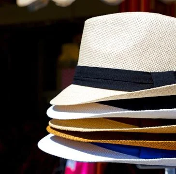 Old panama hat in the background Stock Photos