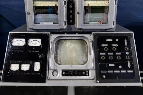 Old panel on an electronics hardware 스톡 사진