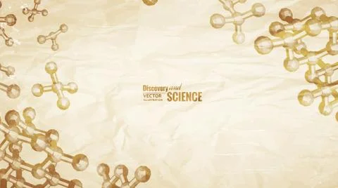 Old paper with atom. Stockillustratie