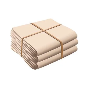 Old Paper Bundle Pile Tied With A Rope Vector Illustration Stock Illustration