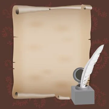 Old paper with inkstand Stock Illustration