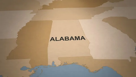 Old Paper Map of Alabama Stock Footage 261435021