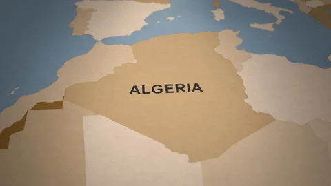 Old Paper Map of Algeria Stock Footage 279104152