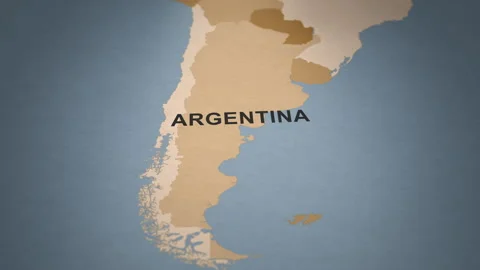 Old Paper Map of Argentina Stock Footage 279104447