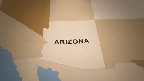 Old Paper Map of Arizona Map Stock Footage 261437150