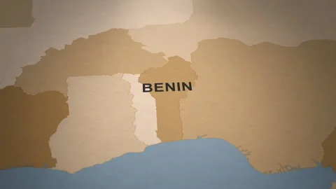 Old Paper Map of Benin Stock Footage 279106016