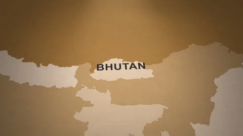 Old Paper Map of Bhutan Stock Footage 279106344