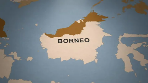 Old Paper Map of Borneo Stock Footage 279106338