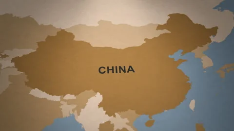 Old Paper Map of China 库存影片 262710404