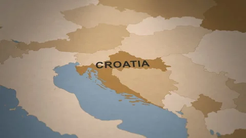 Old Paper Map of Croatia Stock Footage 279110134