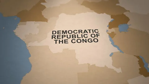 Old Paper Map of The Democratic Republic of the Congo Stock Footage 279099219