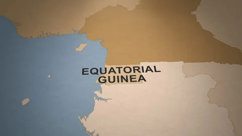 Old Paper Map of Equatorial Guinea Stock Footage 279111963