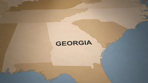 Old Paper Map of Georgia Stock Footage 262713939