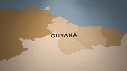 Old Paper Map of Guyana Stock Footage 279113183