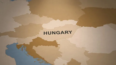 Old Paper Map of Hungary Stock Footage 279114114