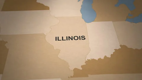 Old Paper Map of Illinois Video stock 261436753