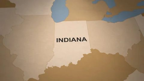 Old Paper Map of Indiana Stock Footage 261435734