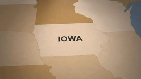 Old Paper Map of Iowa Stock Footage 262713319