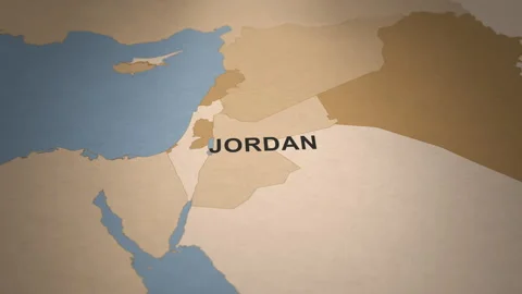 Old Paper Map of Jordan Stock Footage 279211718