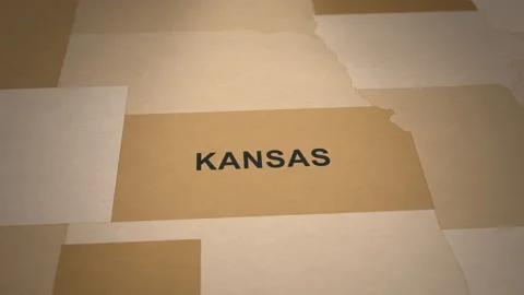 Old Paper Map of Kansas Stock Footage 261436955