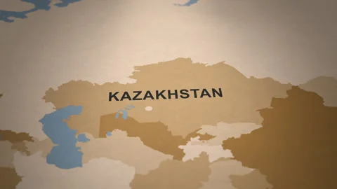 Old Paper Map of Kazakhstan Stock Footage 279211813