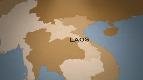 Old Paper Map of Laos Stock Footage 279211796