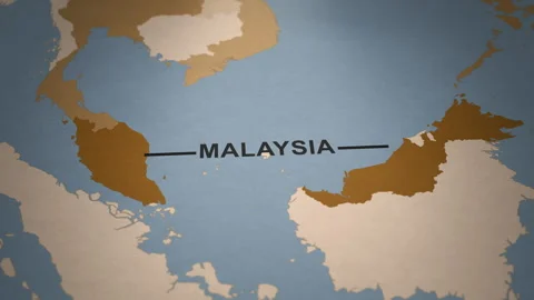 Old Paper Map of Malaysia Stock Footage 279092016
