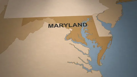Old Paper Map of Maryland Stock Footage 261434401