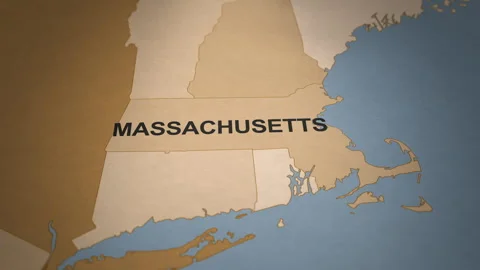 Old Paper Map of Massachusetts Stock Footage 261434959