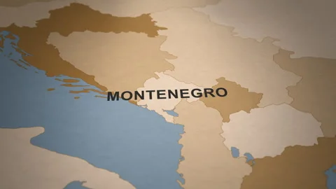 Old Paper Map of Montenegro Stock Footage 279093300