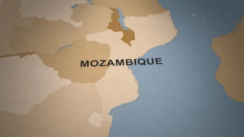 Old Paper Map of Mozambique Stock Footage 279093368