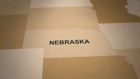 Old Paper Map of Nebraska Stock Footage 261436136