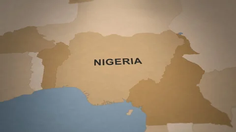 Old Paper Map of Nigeria Stock Footage 279095282