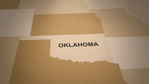 Old Paper Map of Oklahoma Stock Footage 262713211