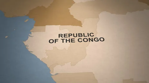 Old Paper Map of The Republic of the Congo Stock Footage 279100117