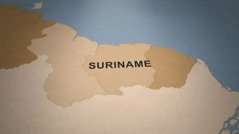 Old Paper Map of Suriname Stock Footage 279097588