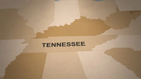 Old Paper Map of Tennessee Stock Footage 262712221