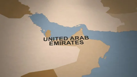Old Paper Map of United Arab Emirates Stock Footage 279130692