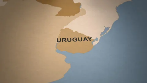 Old Paper Map of Uruguay Stock Footage 279102327