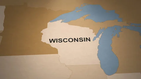 Old Paper Map of Wisconsin Stock Footage 262711960