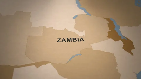 Old Paper Map of Zambia Stock Footage 279102707
