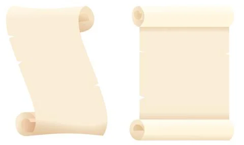 Old paper or parchment scroll isolated on white Illustrazione stock