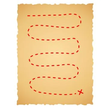 Old paper pirate map. Vector illustration. Stock Illustration