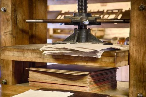 Old paper press Stock Photos