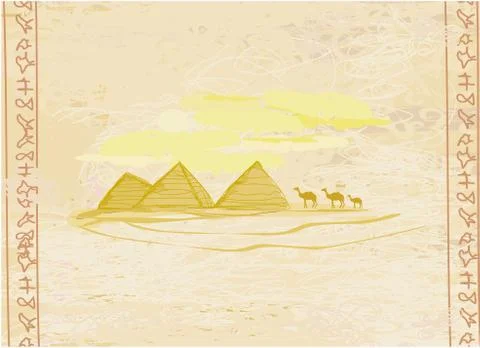 Old paper with pyramids giza Stock Illustration