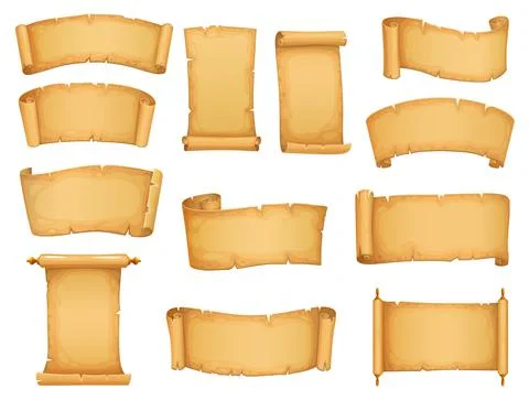 Old paper scroll and parchment cartoon vector 스톡 일러스트