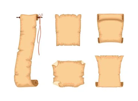 Old Paper Scroll and Parchment or Blank Ancient Papyrus or Antique Manuscript Illustrazione stock