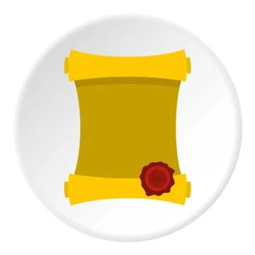 Old paper scroll icon circle Stock Illustration