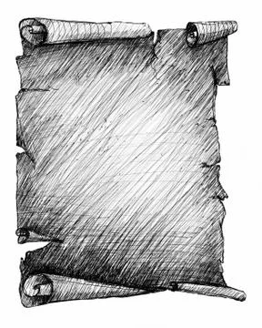 Old paper scroll isolated on white Stock Illustration